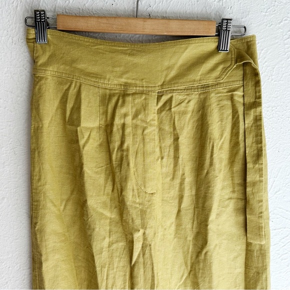 Urban Outfitters Christina Tapered Wrap Linen Blend Pant Lime Green Sz 4 - Picture 3 of 6